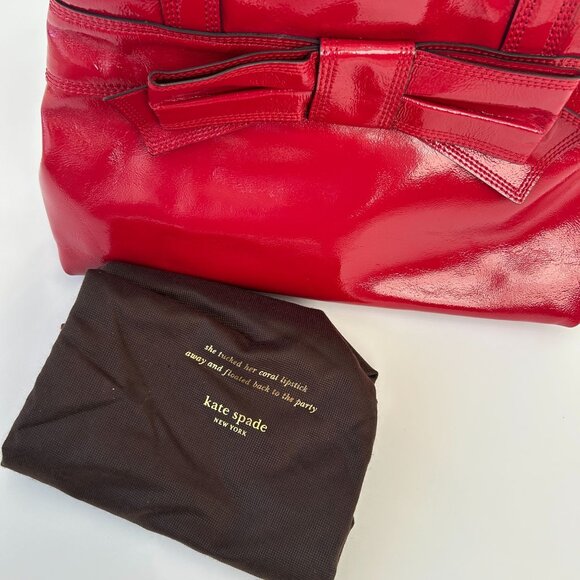 NWOT Kate Spade New York Claverly Maryanne Patent Leather Red Tote Bag Double Ha - Picture 11 of 12